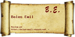 Beles Emil névjegykártya